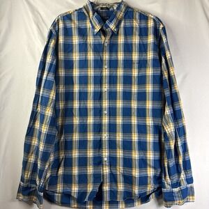 J.Crew Shirt Mens XL Blue Yellow Plaid Flex Washed Slim Button Down